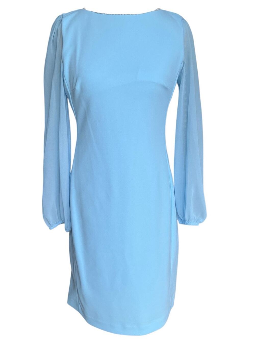 Karl Lagerfeld Women’s Dress Formal Pale Blue Long-Sleeve Shift Size 6 NWT